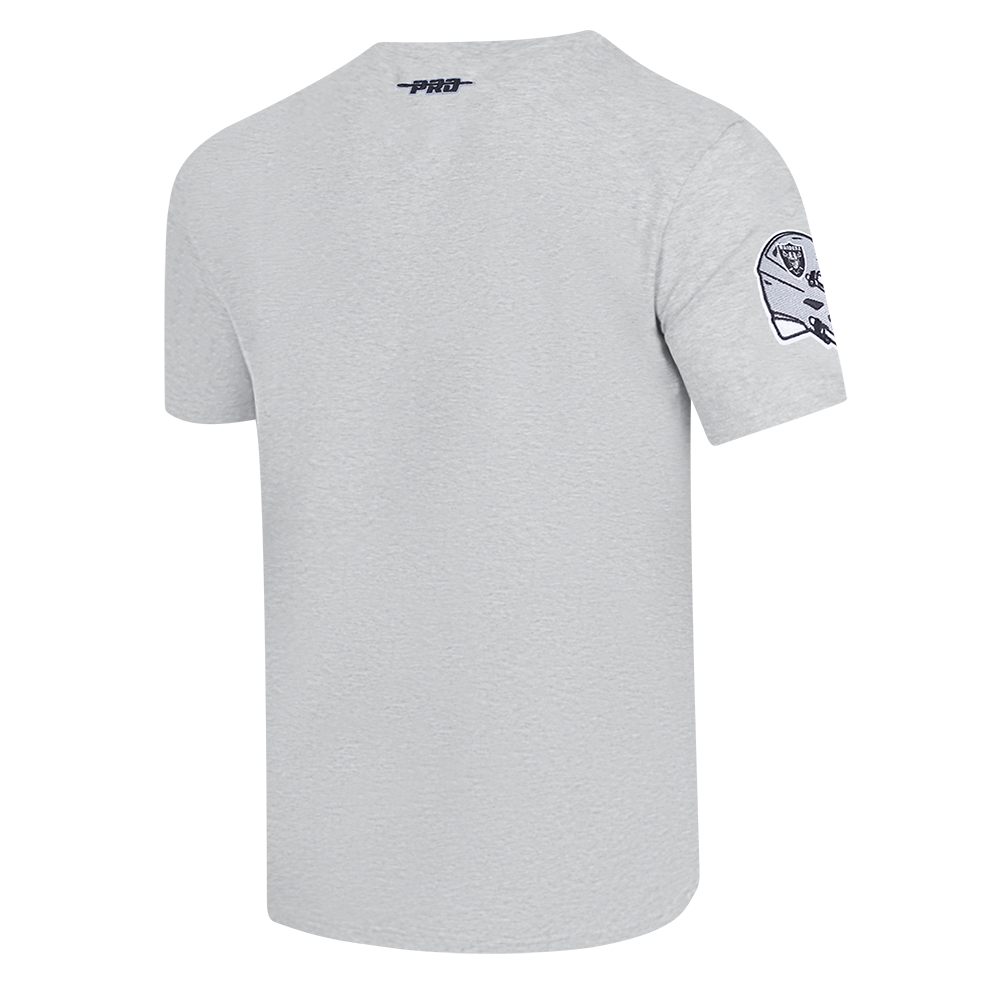 NFL LAS VEGAS RAIDERS TEAM BADGE T-SHIRT EN JERSEY SIMPLE POUR FEMME POUR HOMME (GRIS CHINÉ)
