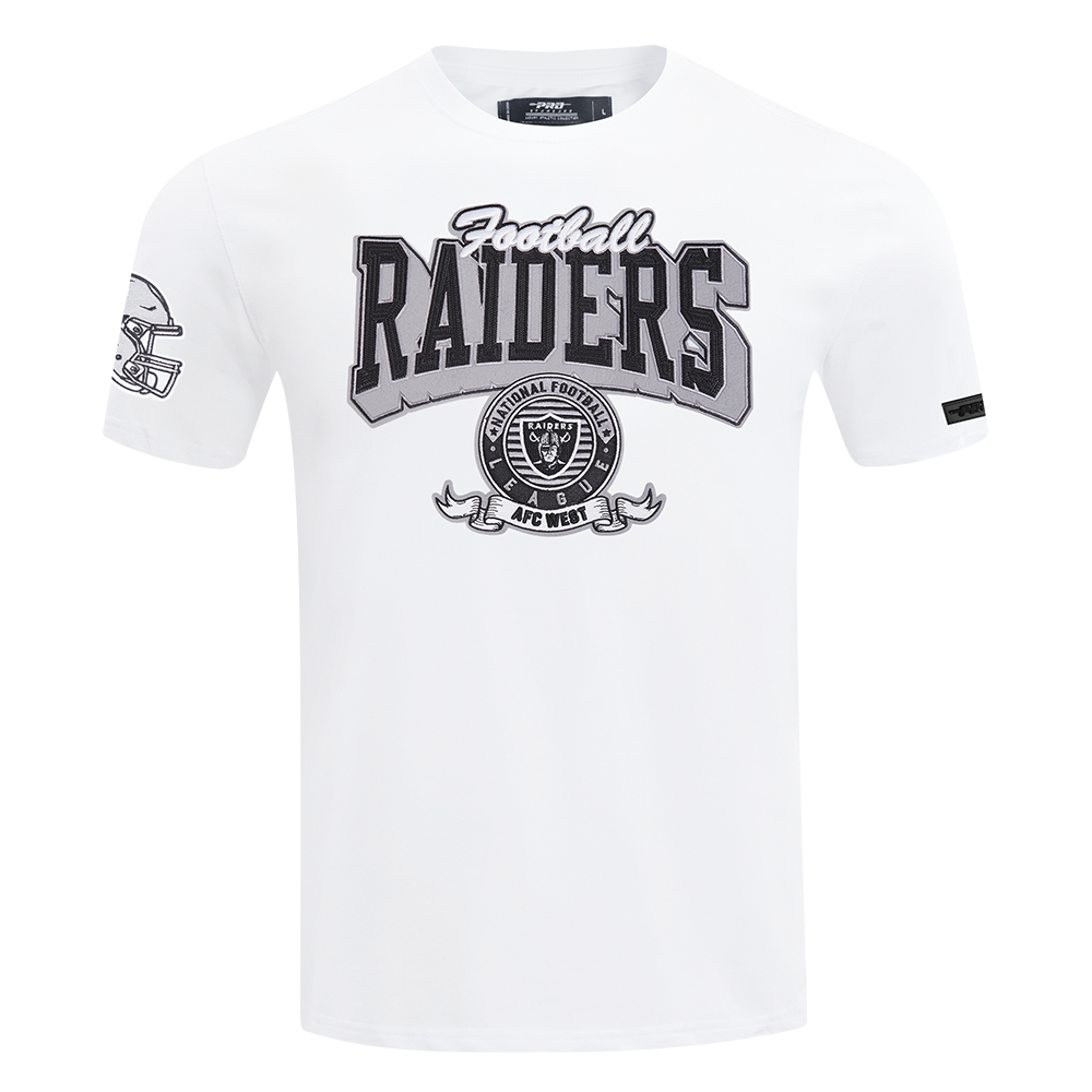 NFL LAS VEGAS RAIDERS TEAM BADGE T-SHIRT EN JERSEY SIMPLE POUR FEMME POUR HOMME (BLANC)