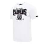 NFL LAS VEGAS RAIDERS TEAM BADGE T-SHIRT EN JERSEY SIMPLE POUR FEMME POUR HOMME (BLANC)