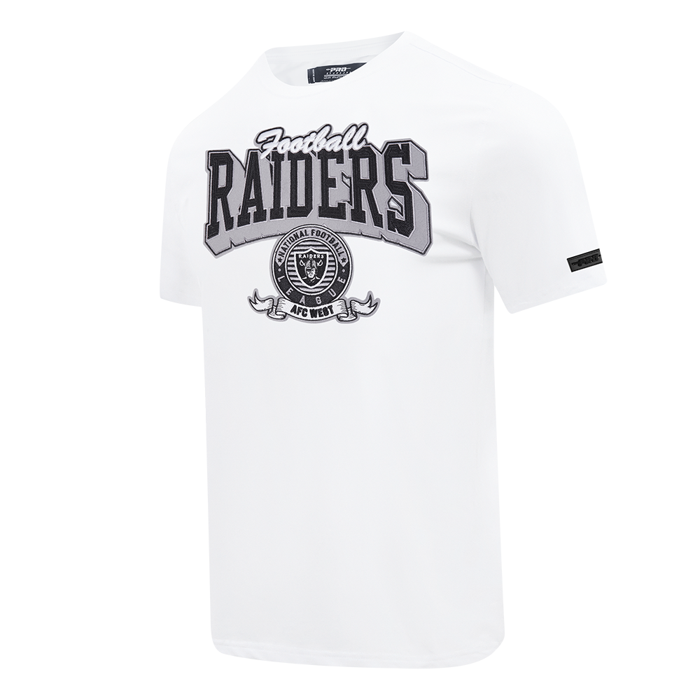 NFL LAS VEGAS RAIDERS TEAM BADGE T-SHIRT EN JERSEY SIMPLE POUR FEMME POUR HOMME (BLANC)