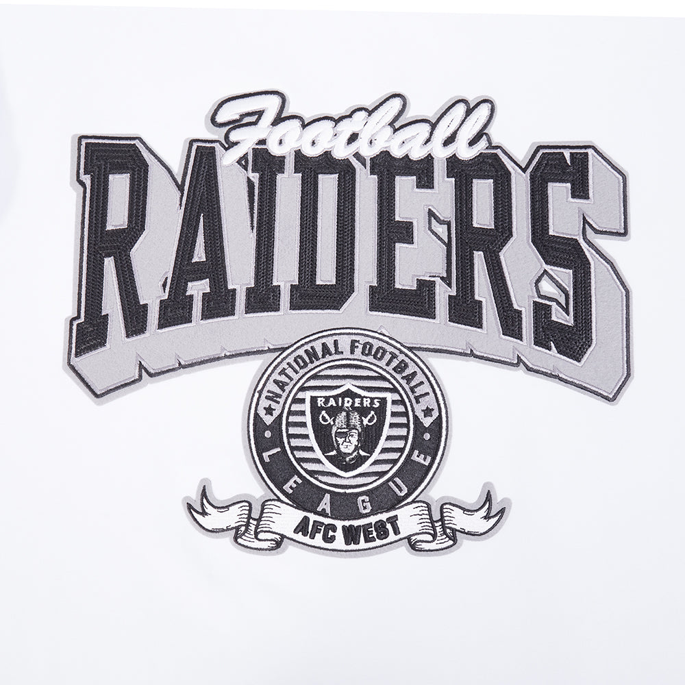 NFL LAS VEGAS RAIDERS TEAM BADGE T-SHIRT EN JERSEY SIMPLE POUR FEMME POUR HOMME (BLANC)