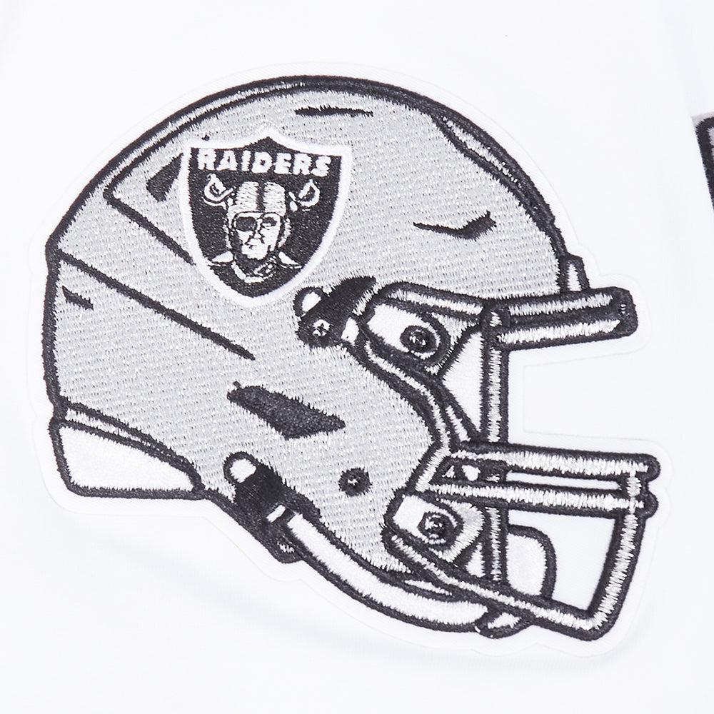 NFL LAS VEGAS RAIDERS TEAM BADGE T-SHIRT EN JERSEY SIMPLE POUR FEMME POUR HOMME (BLANC)