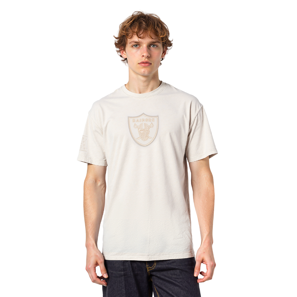 NFL LAS VEGAS RAIDERS WASHED CLASSIC T-SHIRT EN JERSEY DE COTON DÉLAVÉ À L'ENZYME À ÉPAULES TOMBANTES POUR HOMME (ARDOISE CHAUDE DÉLAVÉE)