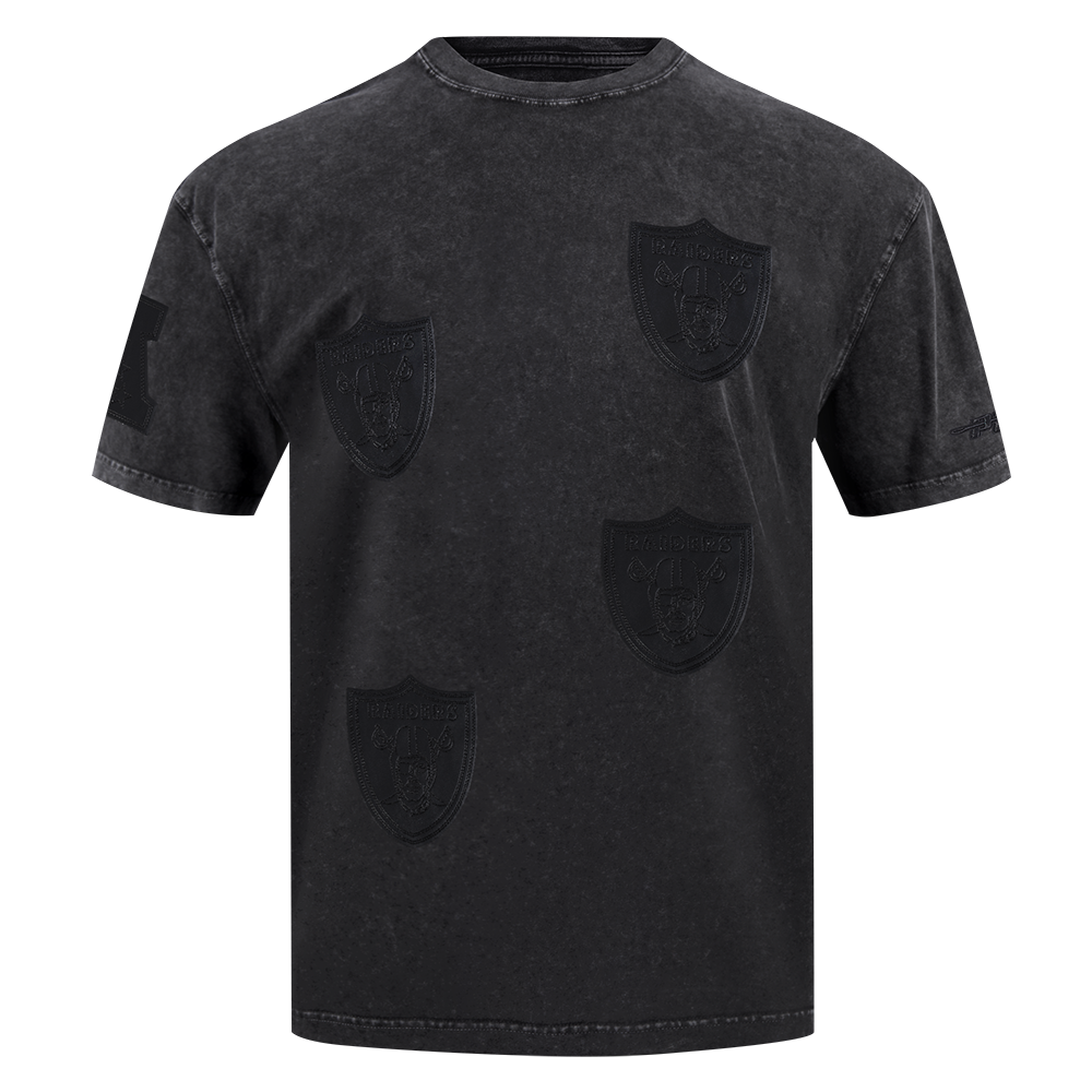 NFL LAS VEGAS RAIDERS WASHED VANGUARD T-SHIRT À MANCHES COURTES POUR HOMME (NOIR DÉLAVÉ)