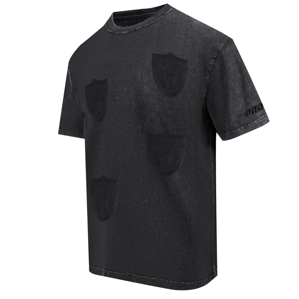 NFL LAS VEGAS RAIDERS WASHED VANGUARD T-SHIRT À MANCHES COURTES POUR HOMME (NOIR DÉLAVÉ)