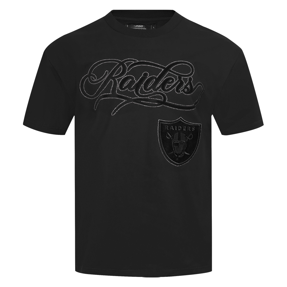 NFL LAS VEGAS RAIDERS BLACKOUT T-SHIRT EN JERSEY DE COTON À ÉPAULES TOMBANTES POUR HOMME (NOIR)