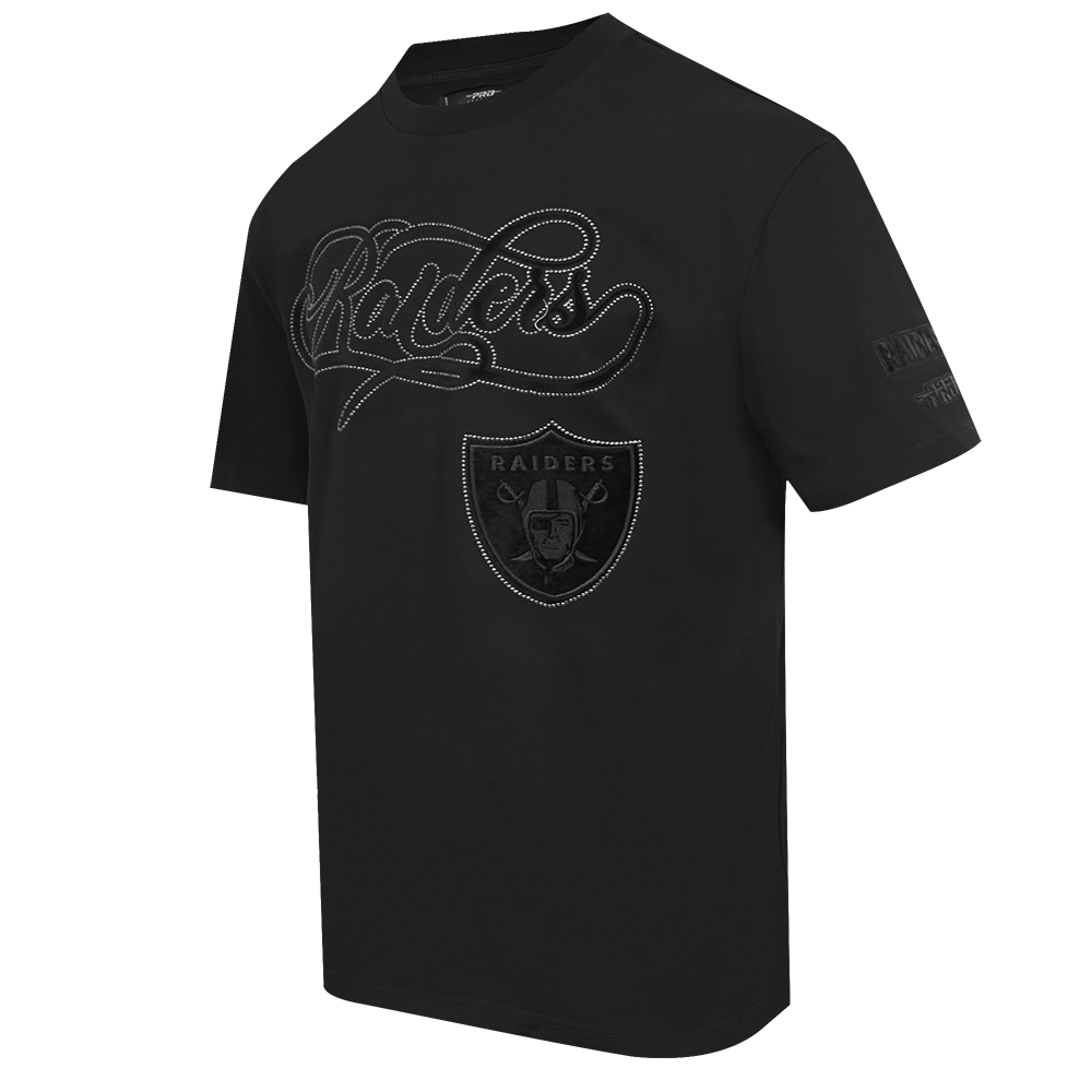 NFL LAS VEGAS RAIDERS BLACKOUT T-SHIRT EN JERSEY DE COTON À ÉPAULES TOMBANTES POUR HOMME (NOIR)