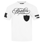 NFL LAS VEGAS RAIDERS BLACKOUT T-SHIRT EN JERSEY DE COTON À ÉPAULES TOMBANTES POUR HOMME (BLANC)