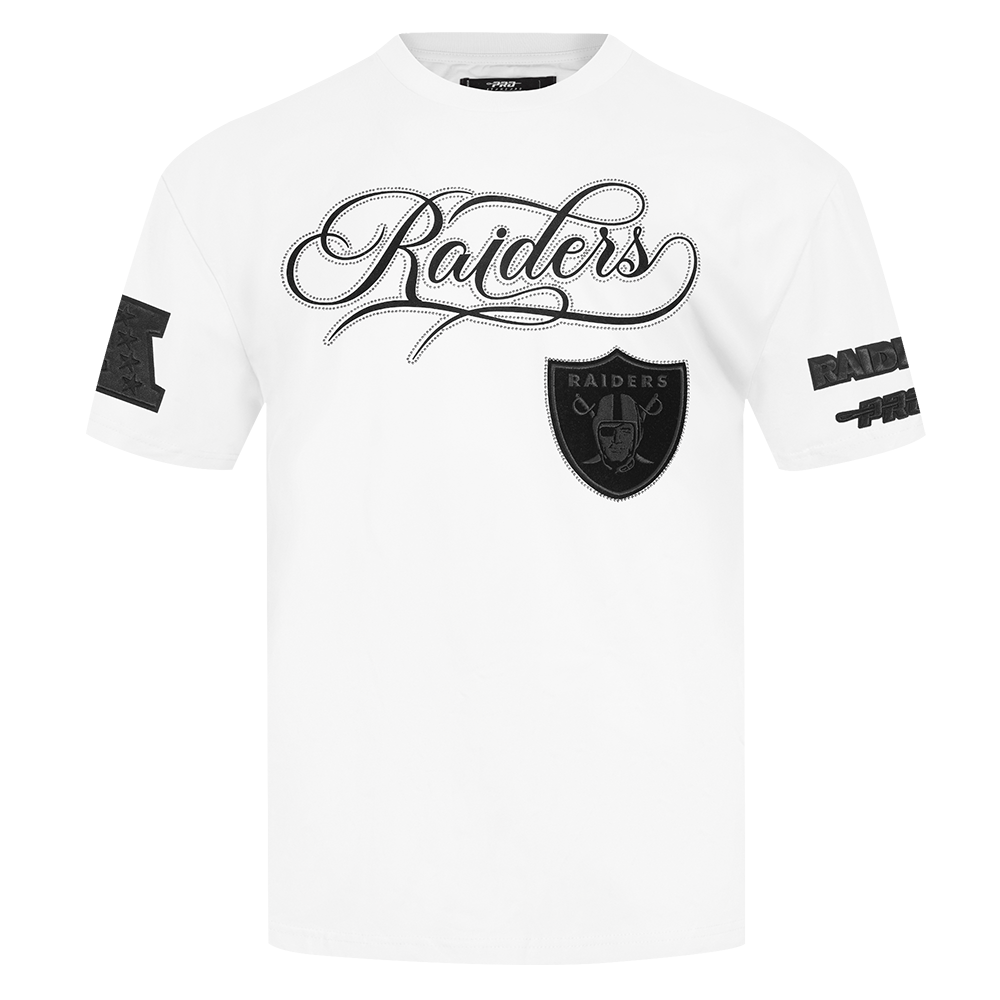 NFL LAS VEGAS RAIDERS BLACKOUT T-SHIRT EN JERSEY DE COTON À ÉPAULES TOMBANTES POUR HOMME (BLANC)