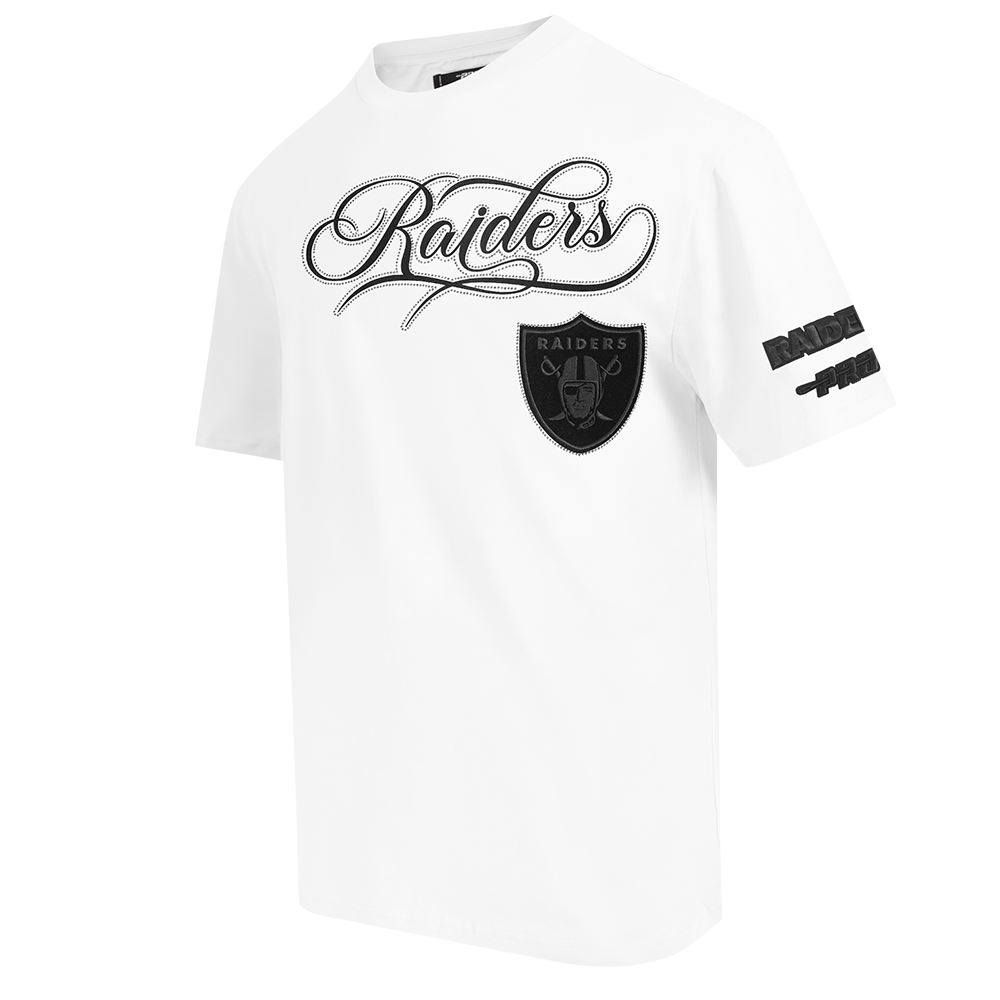 NFL LAS VEGAS RAIDERS BLACKOUT T-SHIRT EN JERSEY DE COTON À ÉPAULES TOMBANTES POUR HOMME (BLANC)