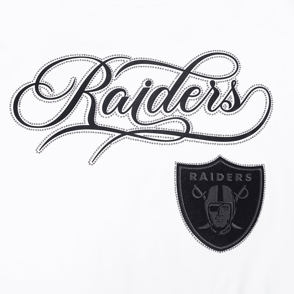 NFL LAS VEGAS RAIDERS BLACKOUT T-SHIRT EN JERSEY DE COTON À ÉPAULES TOMBANTES POUR HOMME (BLANC)