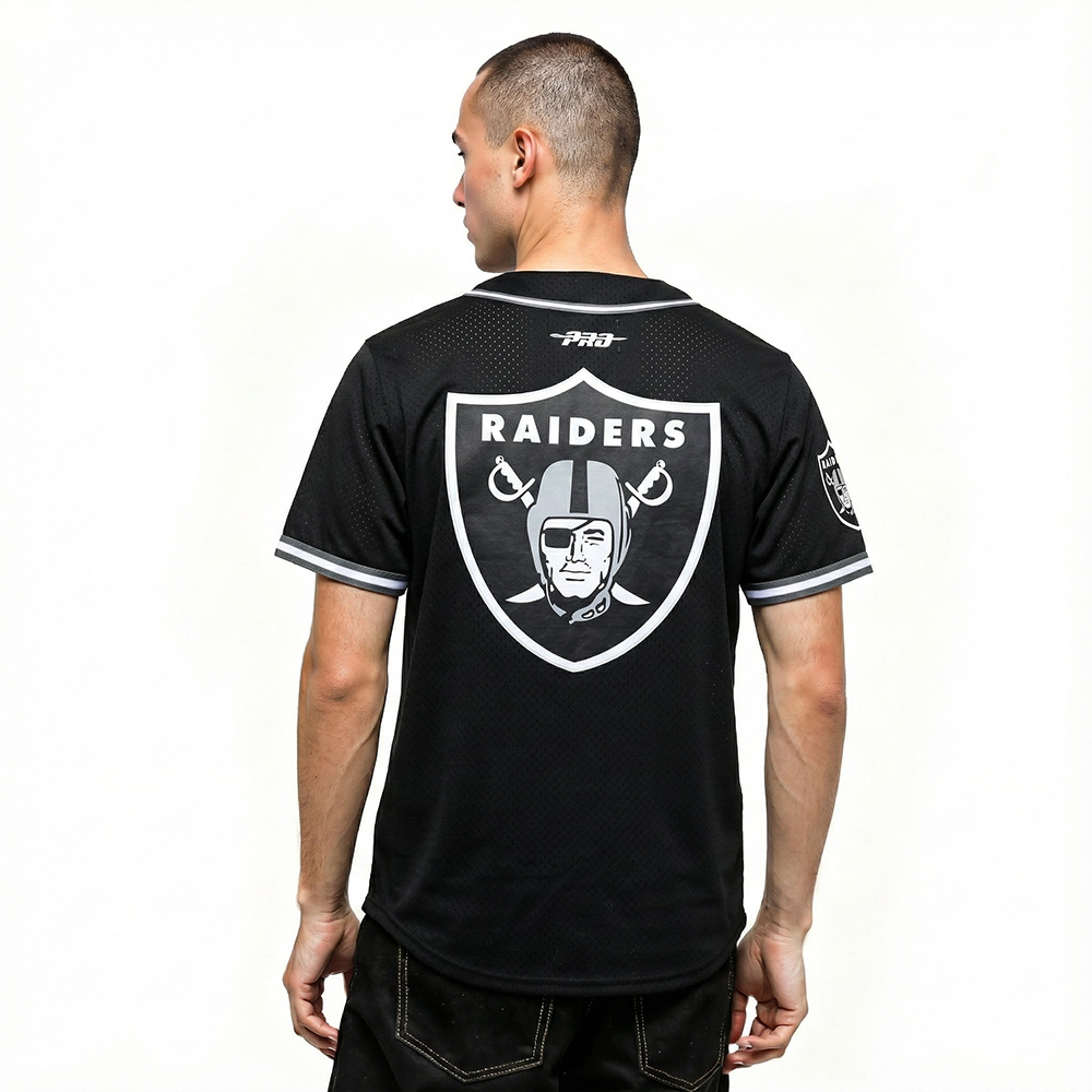 NFL LAS VEGAS RAIDERS MAXX CROSBY #98 CLASSIC MESH PNN CHEMISE BOUTONNÉE EN FILET POUR HOMME (NOIR/GRIS)