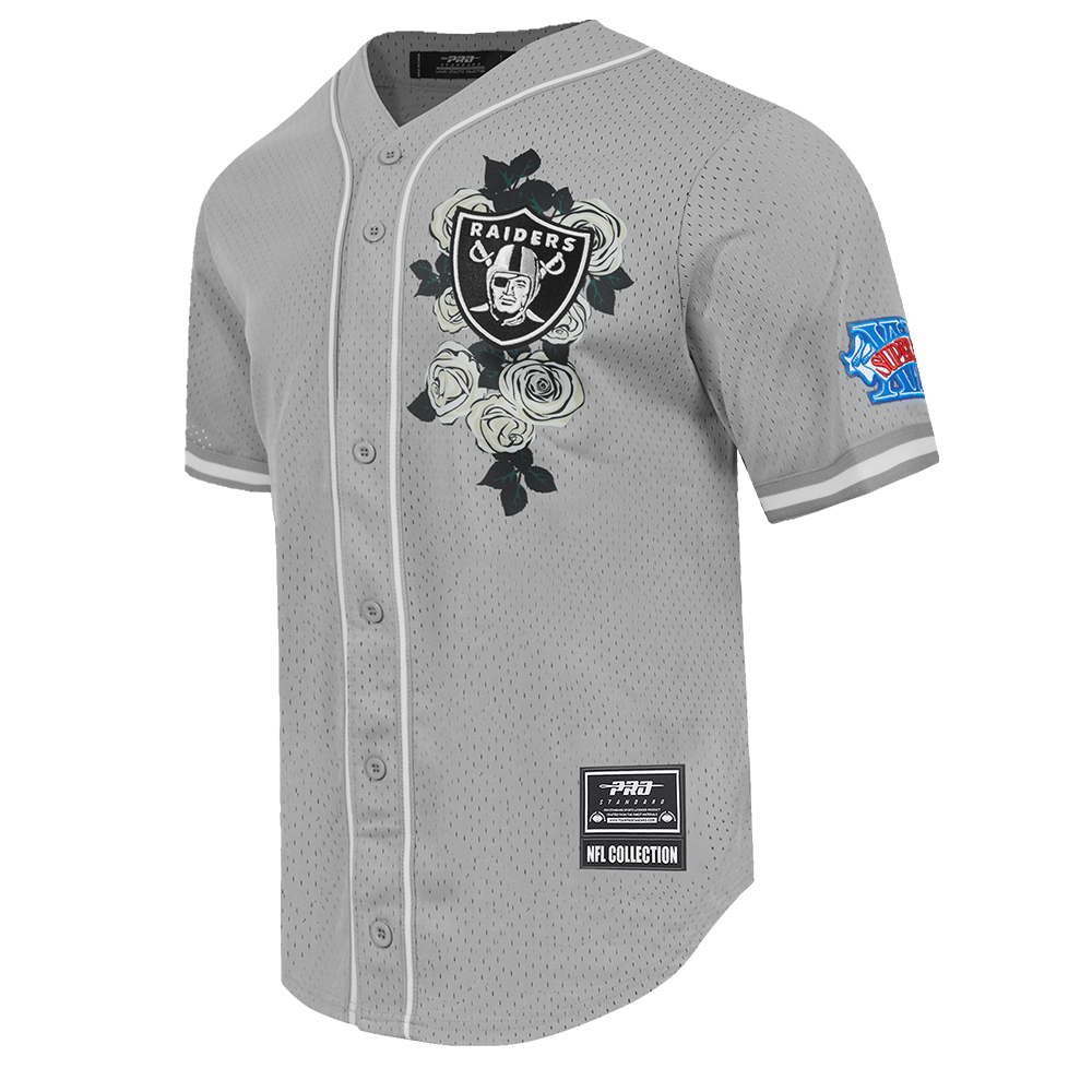 Maillot NFL LAS VEGAS RAIDERS ROSES pour homme en maille boutonnée (gris)