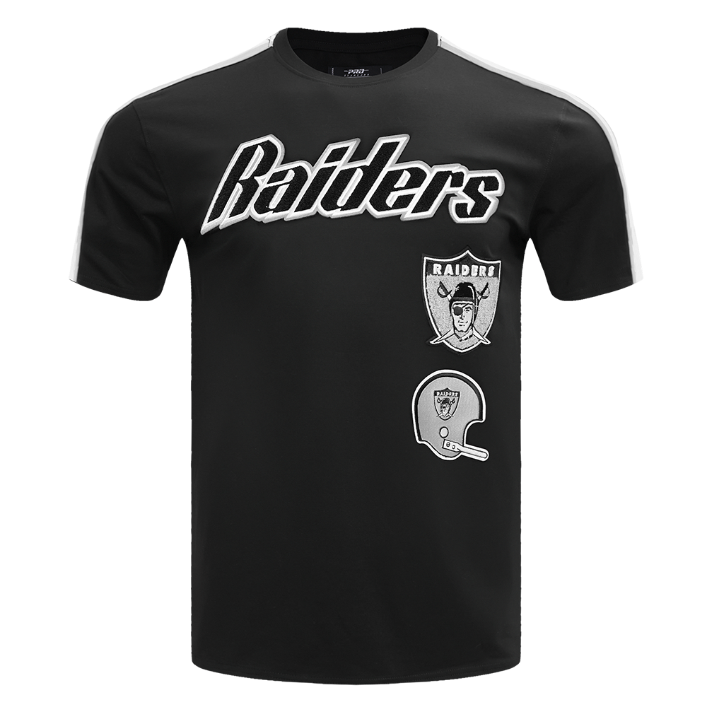 NFL OAKLAND RAIDERS RETRO CLASSIC T-SHIRT À RAYURES POUR HOMME (NOIR/GRIS)