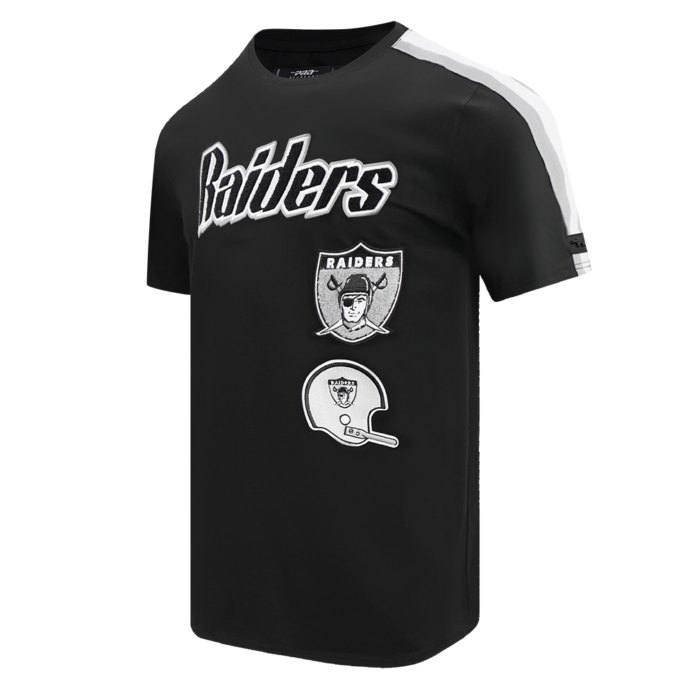 NFL OAKLAND RAIDERS RETRO CLASSIC T-SHIRT À RAYURES POUR HOMME (NOIR/GRIS)