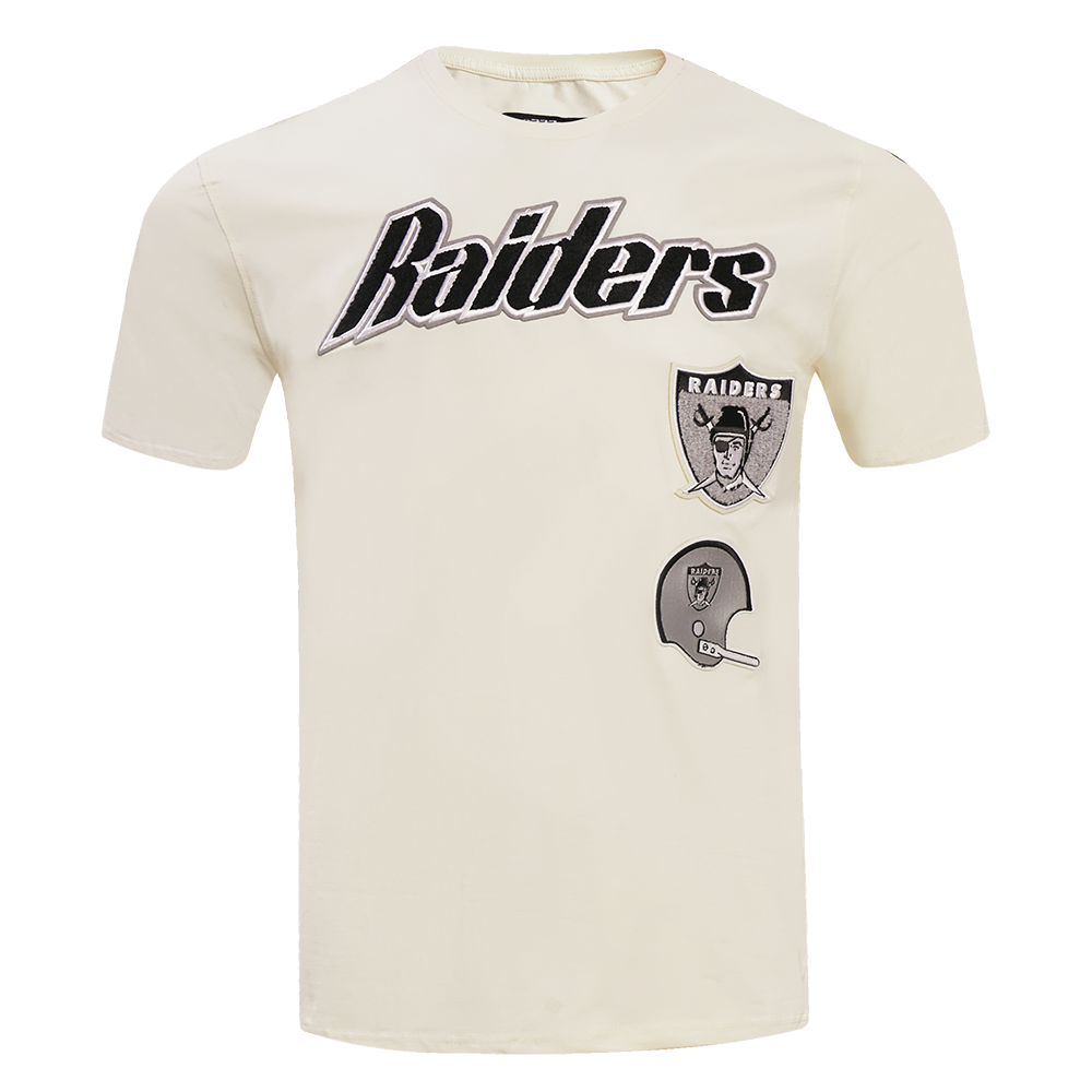 NFL LAS VEGAS RAIDERS RETRO CLASSIC T-SHIRT À RAYURES POUR HOMME (COQUILLE D'ŒUF/NOIR)