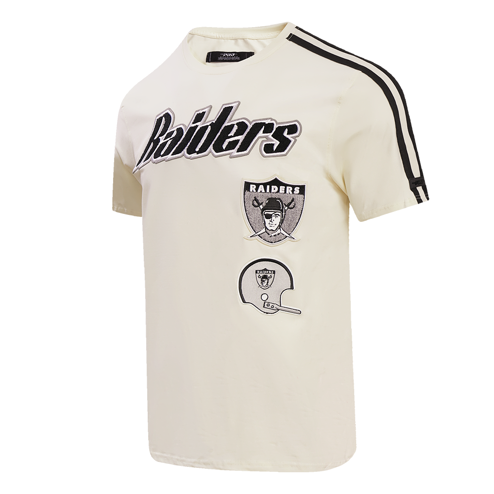 NFL LAS VEGAS RAIDERS RETRO CLASSIC T-SHIRT À RAYURES POUR HOMME (COQUILLE D'ŒUF/NOIR)