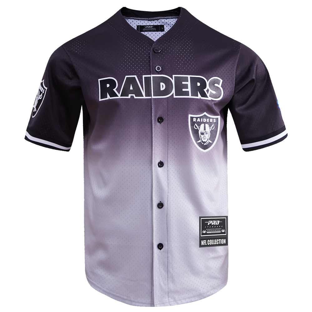 NFL LAS VEGAS RAIDERS TEAM MEN'S MESH BUTTON DOWN SHIRT (BLACK/GRAY)