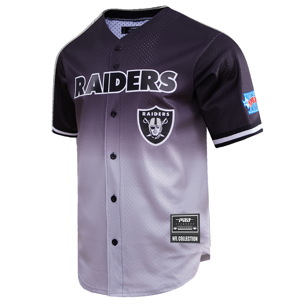 NFL LAS VEGAS RAIDERS TEAM MEN'S MESH BUTTON DOWN SHIRT (BLACK/GRAY)