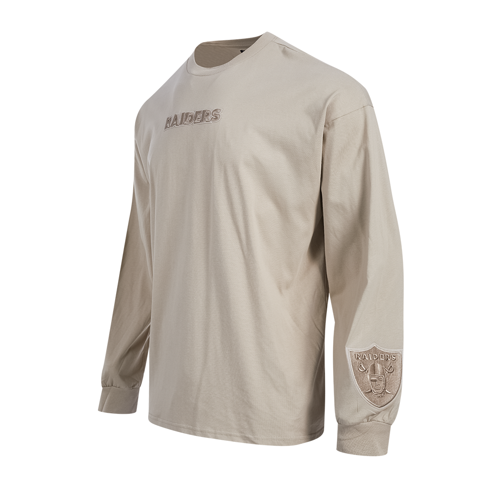 NFL LAS VEGAS RAIDERS WINGSPAN MEN'S DROP SHOULDER LS TEE (TAUPE)