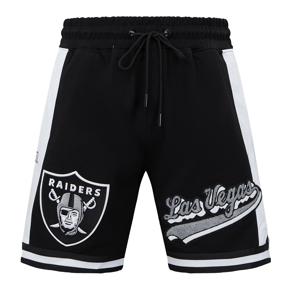NFL LAS VEGAS RAIDERS SCRIPT TAIL MEN'S DOUBLE KNIT 2.0 SHORT (BLACK)
