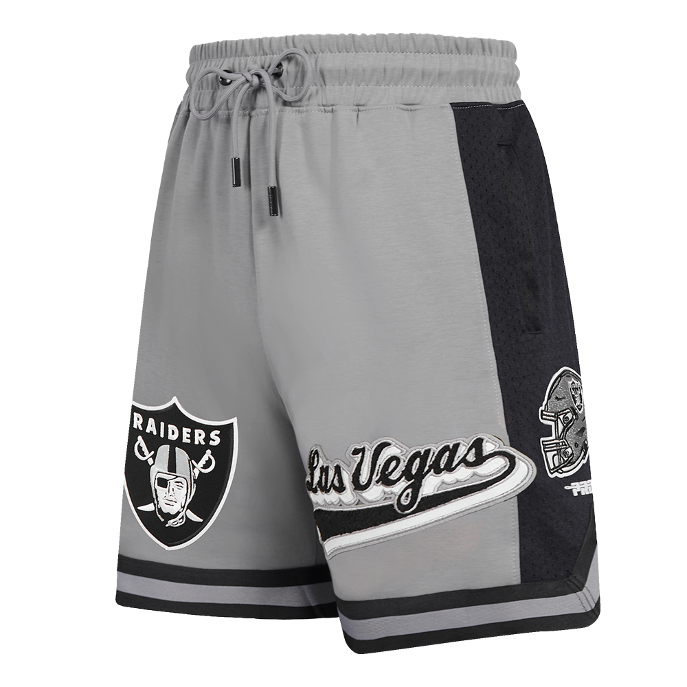 NFL LAS VEGAS RAIDERS SCRIPT TAIL SHORT EN MAILLE DOUBLE 2.0 POUR HOMME (GRIS/NOIR)