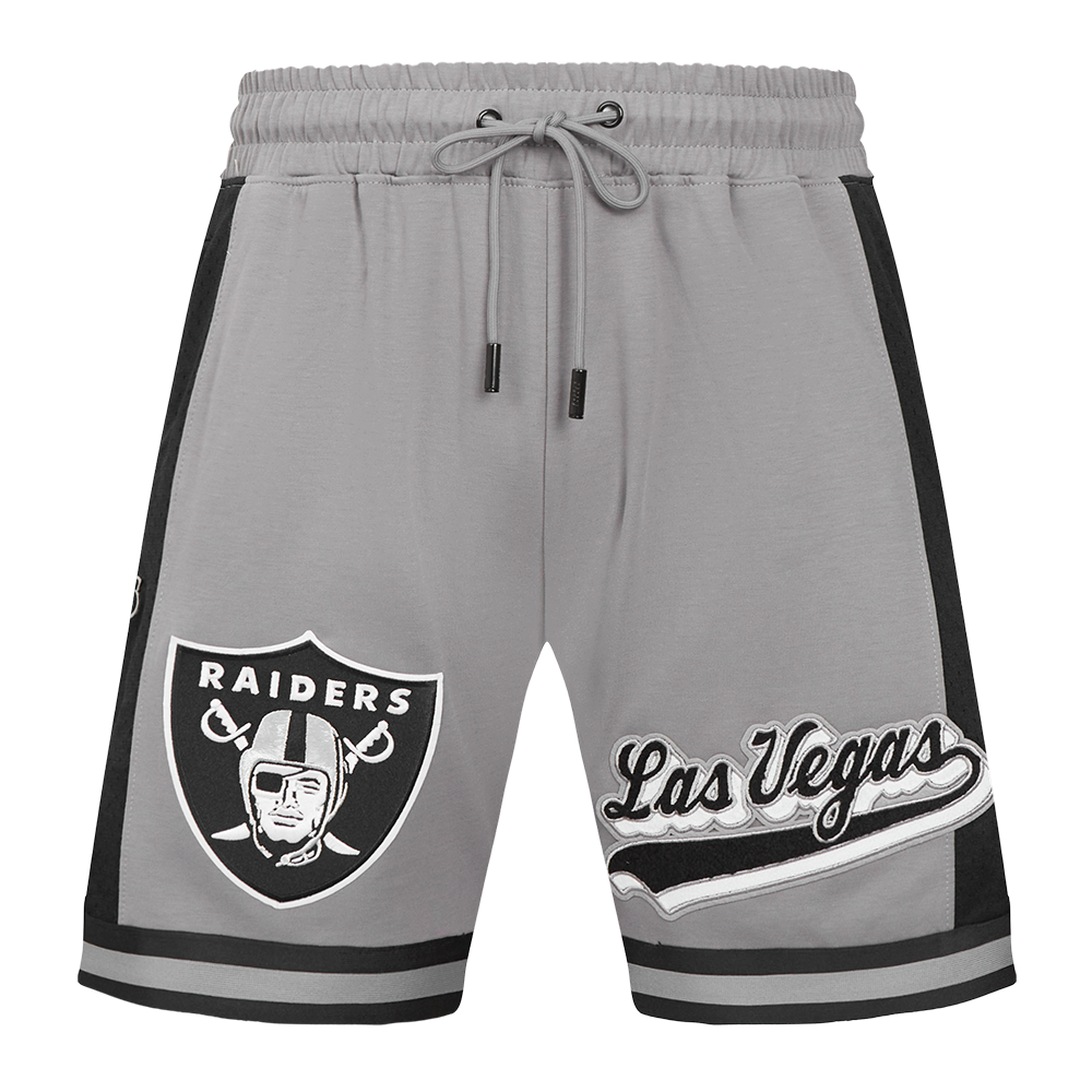 NFL LAS VEGAS RAIDERS SCRIPT TAIL SHORT EN MAILLE DOUBLE 2.0 POUR HOMME (GRIS/NOIR)