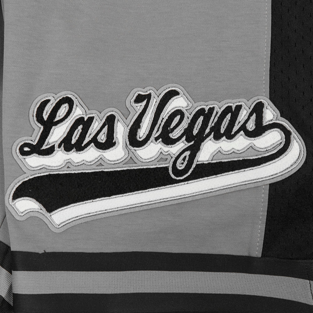 NFL LAS VEGAS RAIDERS SCRIPT TAIL SHORT EN MAILLE DOUBLE 2.0 POUR HOMME (GRIS/NOIR)
