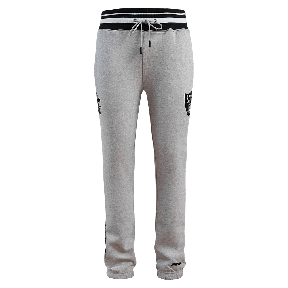 NFL LAS VEGAS RAIDERS SCRIPT TAIL MEN'S RIB FLEECE SWEATPANT (HEATHER GRAY/BLACK)