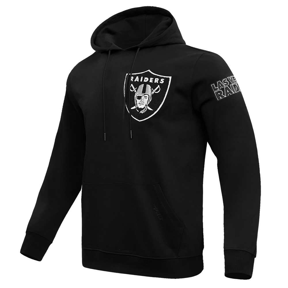 NFL LAS VEGAS RAIDERS CLASSIC CHENILLE DOUBLE KNIT PULLOVER HOODIE (BLACK)