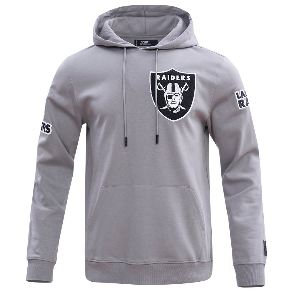 NFL LAS VEGAS RAIDERS CLASSIC CHENILLE MEN'S PULLOVER HOODIE (GRAY)