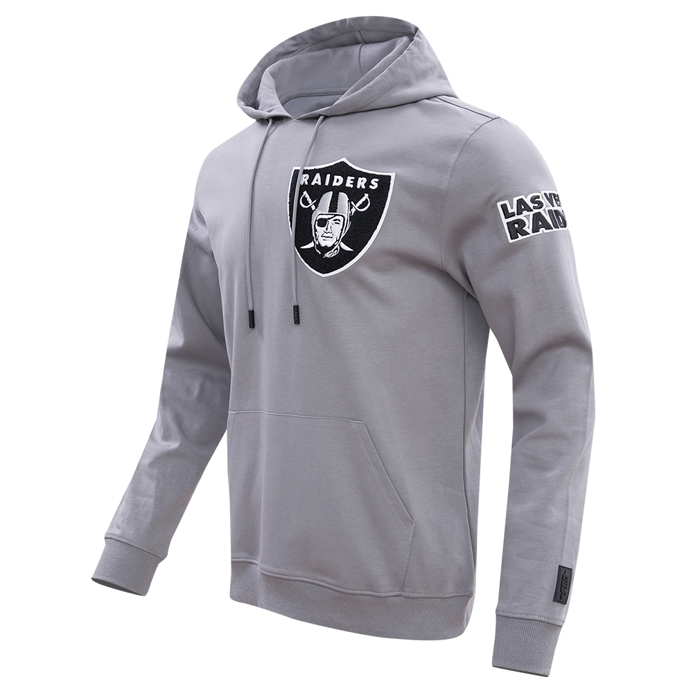 NFL LAS VEGAS RAIDERS CLASSIC CHENILLE MEN'S PULLOVER HOODIE (GRAY)