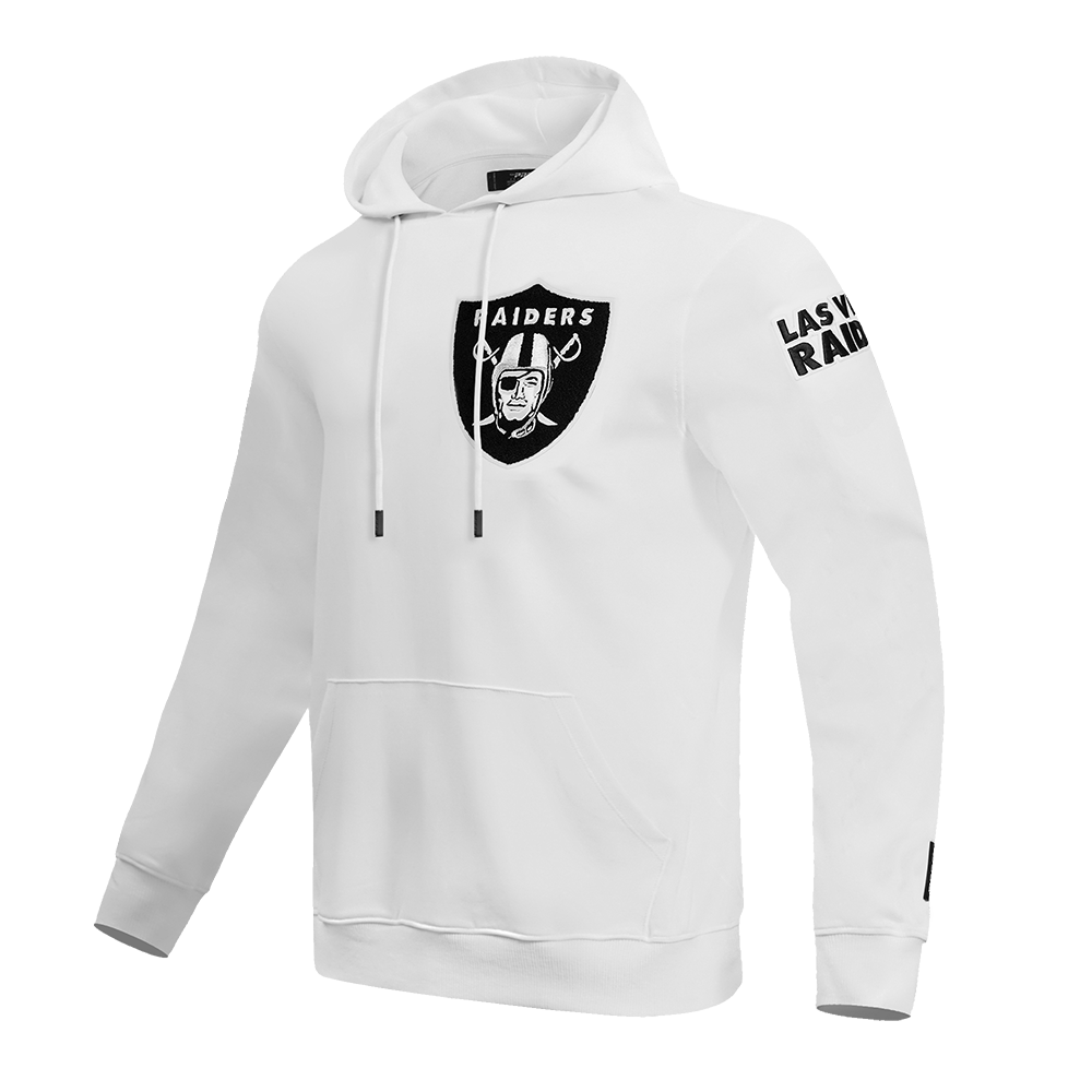 NFL LAS VEGAS RAIDERS CLASSIC CHENILLE DOUBLE KNIT PULLOVER HOODIE (WHITE)