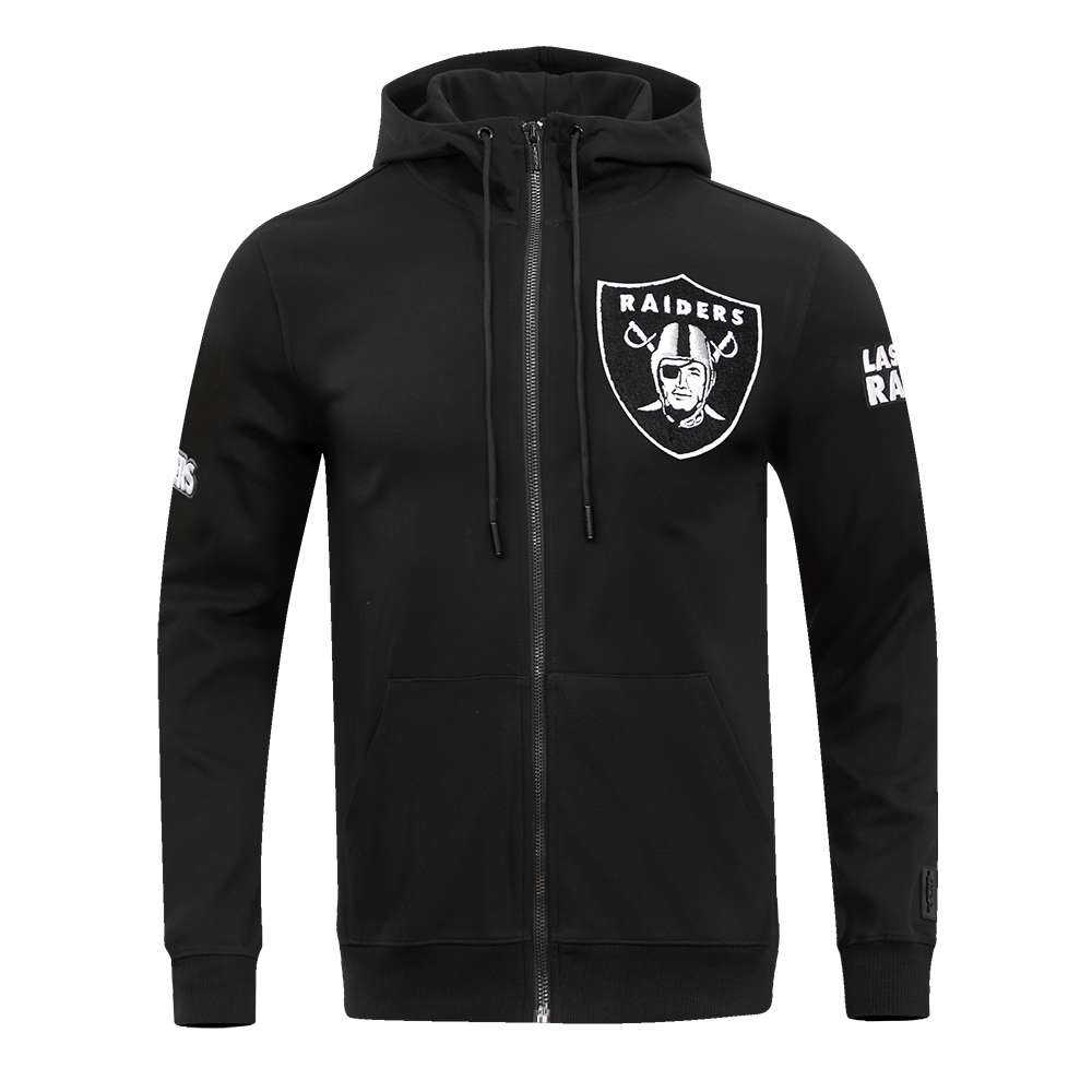 NFL LAS VEGAS RAIDERS CLASSIC CHENILLE CHANDAIL À CAPUCHON EN MAILLE DOUBLE À GLISSIÈRE (NOIR)