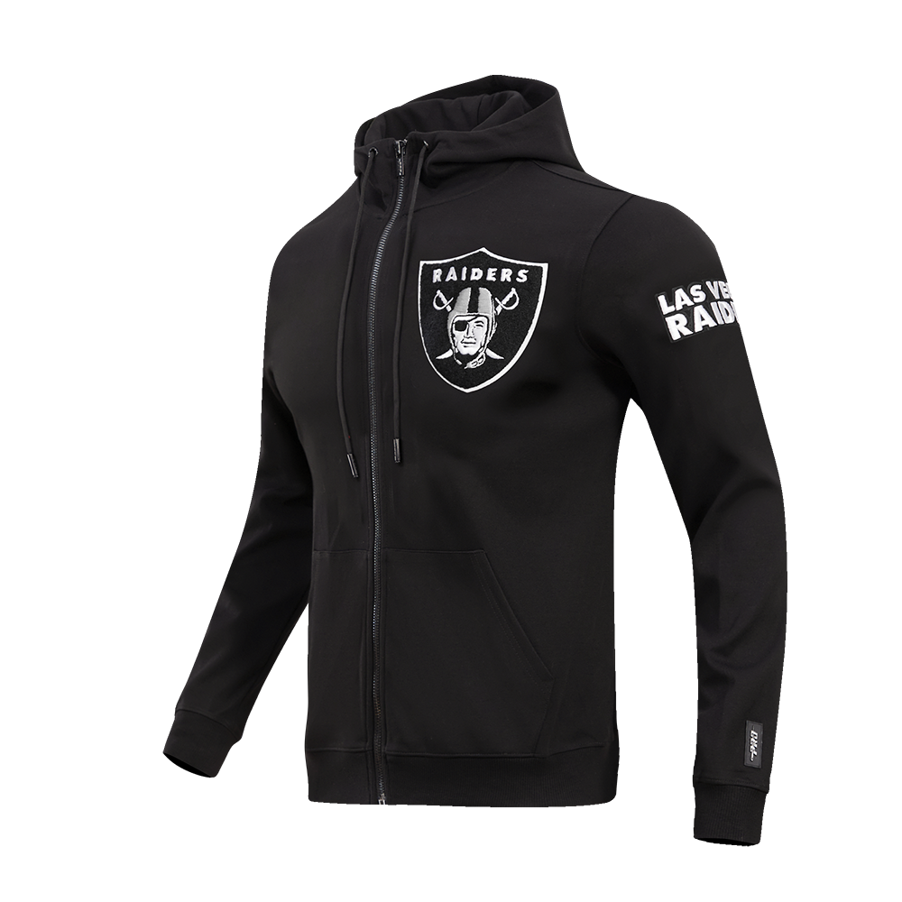 NFL LAS VEGAS RAIDERS CLASSIC CHENILLE CHANDAIL À CAPUCHON EN MAILLE DOUBLE À GLISSIÈRE (NOIR)