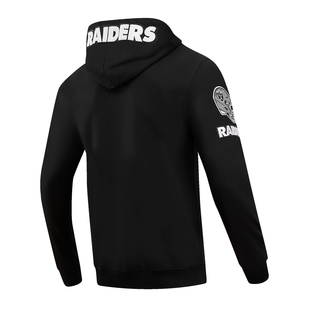 NFL LAS VEGAS RAIDERS CLASSIC CHENILLE CHANDAIL À CAPUCHON EN MAILLE DOUBLE À GLISSIÈRE (NOIR)