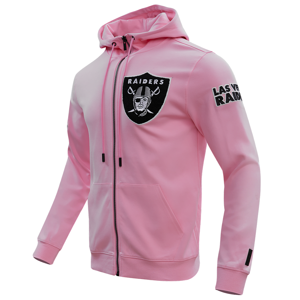 NFL LAS VEGAS RAIDERS CLASSIC CHENILLE MEN'S FULL ZIP HOODIE  (PINK)