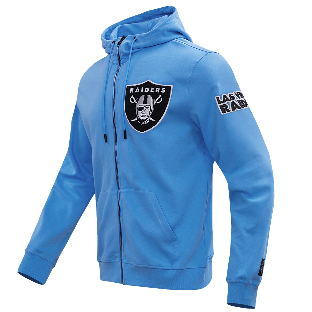 NFL LAS VEGAS RAIDERS CLASSIC CHENILLE MEN'S FULL ZIP HOODIE  (UNIVERSITY BLUE)