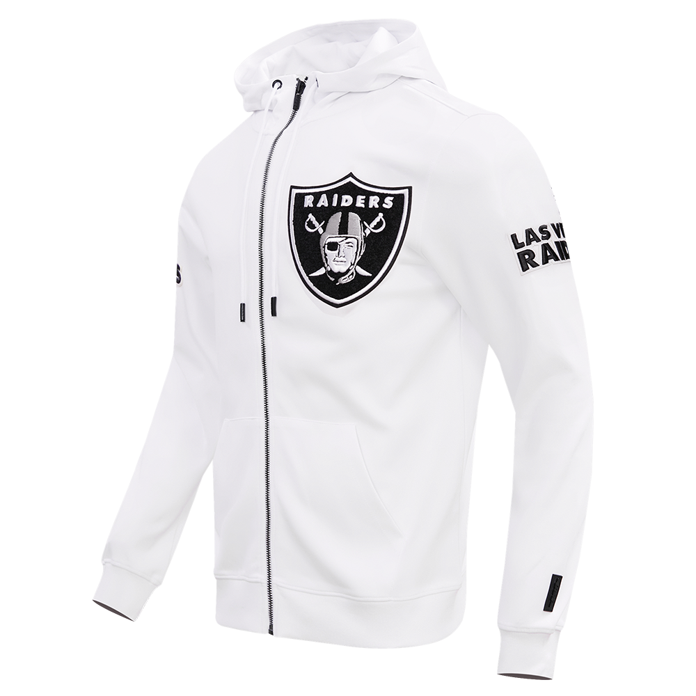 NFL LAS VEGAS RAIDERS CLASSIC CHENILLE MEN'S FULL ZIP HOODIE  (WHITE)