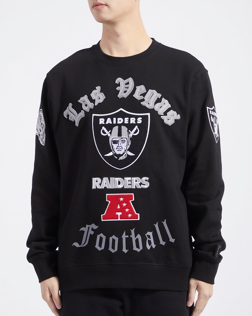 NFL LAS VEGAS RAIDERS OLD ENGLISH CHANDAIL À COL ROND POUR HOMME (NOIR)