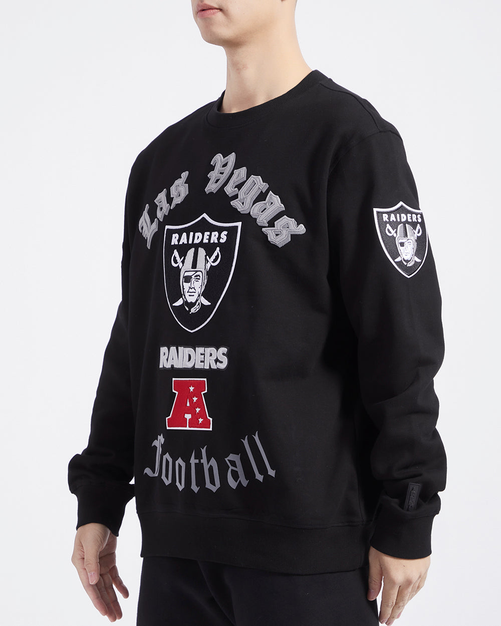 NFL LAS VEGAS RAIDERS OLD ENGLISH CHANDAIL À COL ROND POUR HOMME (NOIR)