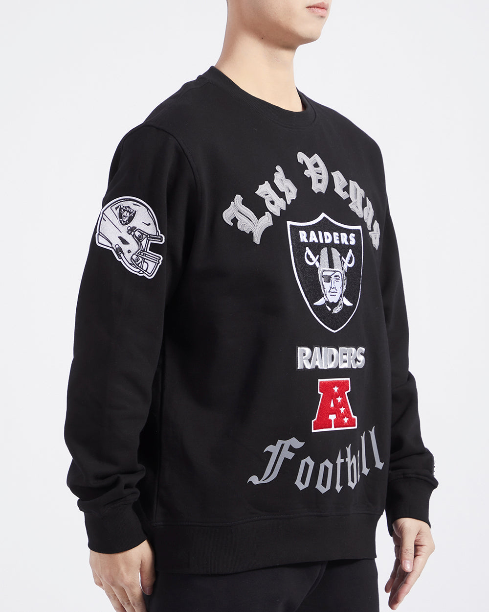 NFL LAS VEGAS RAIDERS OLD ENGLISH CHANDAIL À COL ROND POUR HOMME (NOIR)