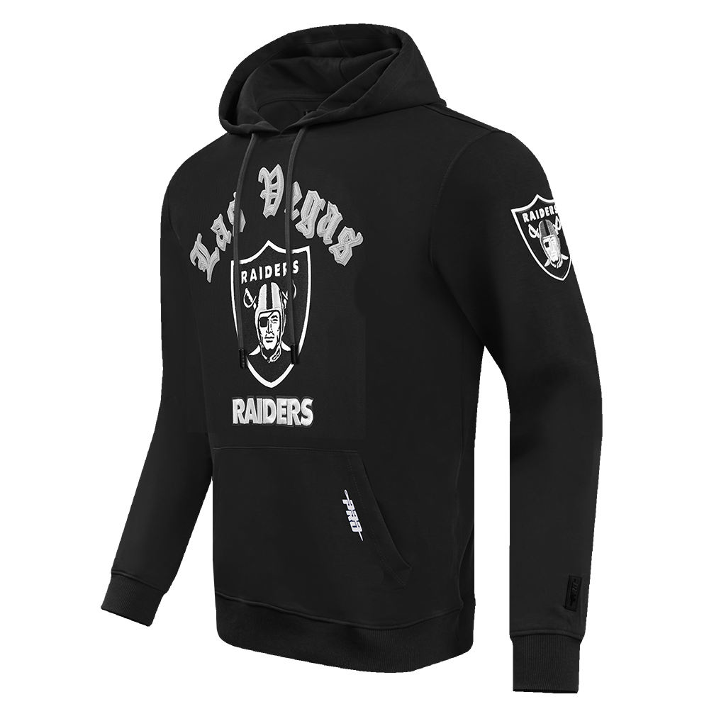 NFL LAS VEGAS RAIDERS OLD ENGLISH MEN'S PULLOVER HOODIE (BLACK)