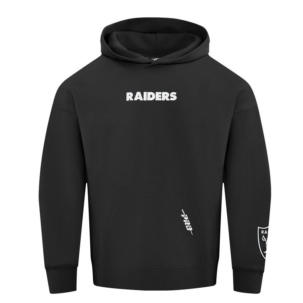 NFL LAS VEGAS RAIDERS WINGSPAN MEN'S DROP SHOULDER FLEECE PULLOVER HOODIE (BLACK)