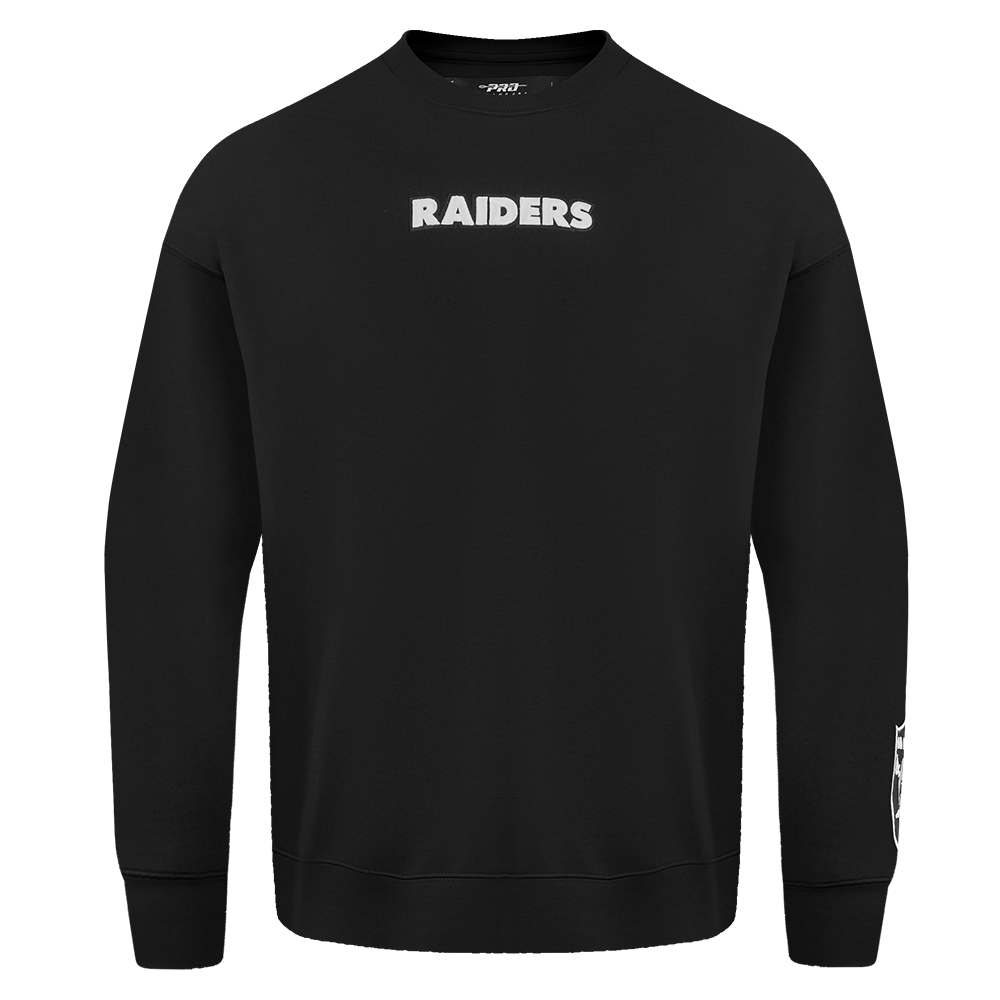 NFL LAS VEGAS RAIDERS WINGSPAN MEN'S DROP SHOULDER FLEECE CREWNECK (BLACK)