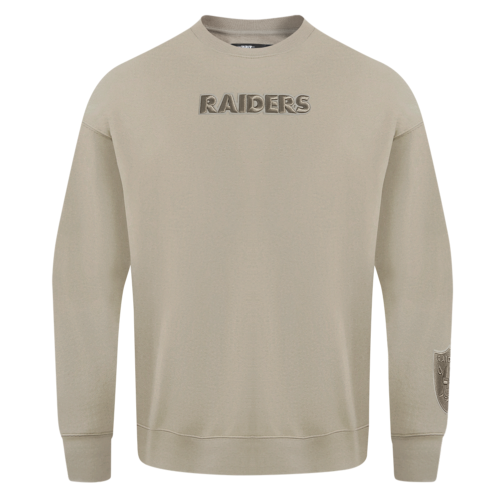 NFL LAS VEGAS RAIDERS WINGSPAN MEN'S DROP SHOULDER FLEECE CREWNECK (TAUPE)