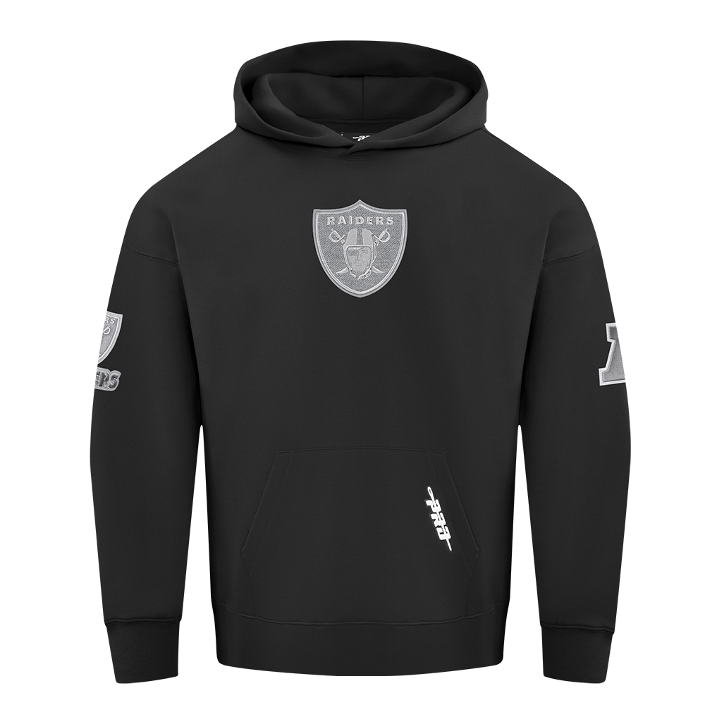 NFL LAS VEGAS RAIDERS REVERSE FRENCH TERRY CHANDAIL À CAPUCHON EN MOLLETON À ÉPAULES TOMBANTES POUR HOMME (NOIR)