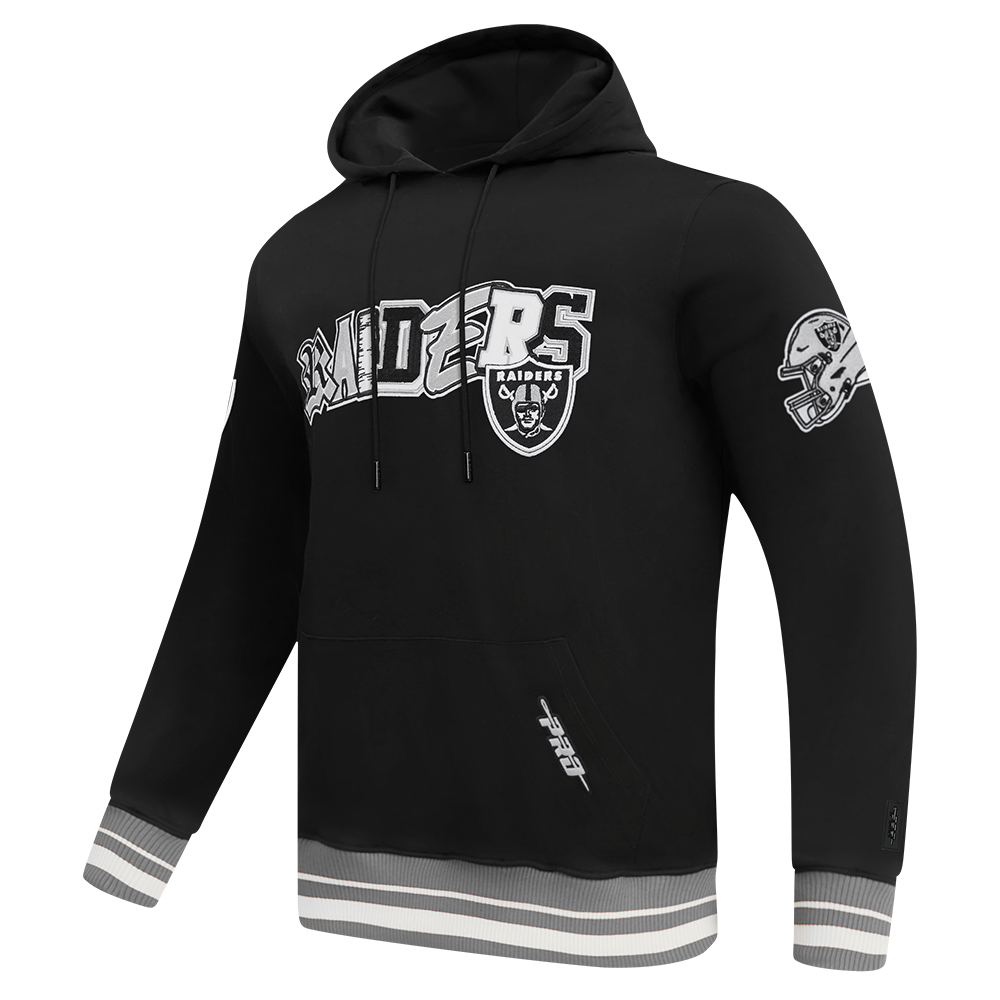 NFL LAS VEGAS RAIDERS CITY RANSOM MEN'S RIB FLEECE PULLOVER HOODIE (BLACK/GRAY)