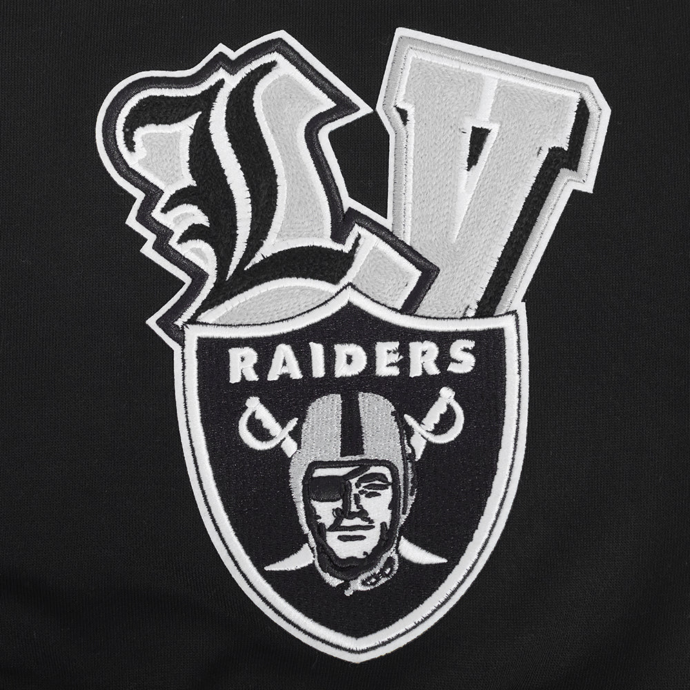 NFL LAS VEGAS RAIDERS CITY RANSOM MEN'S RIB FLEECE PULLOVER HOODIE (BLACK/GRAY)