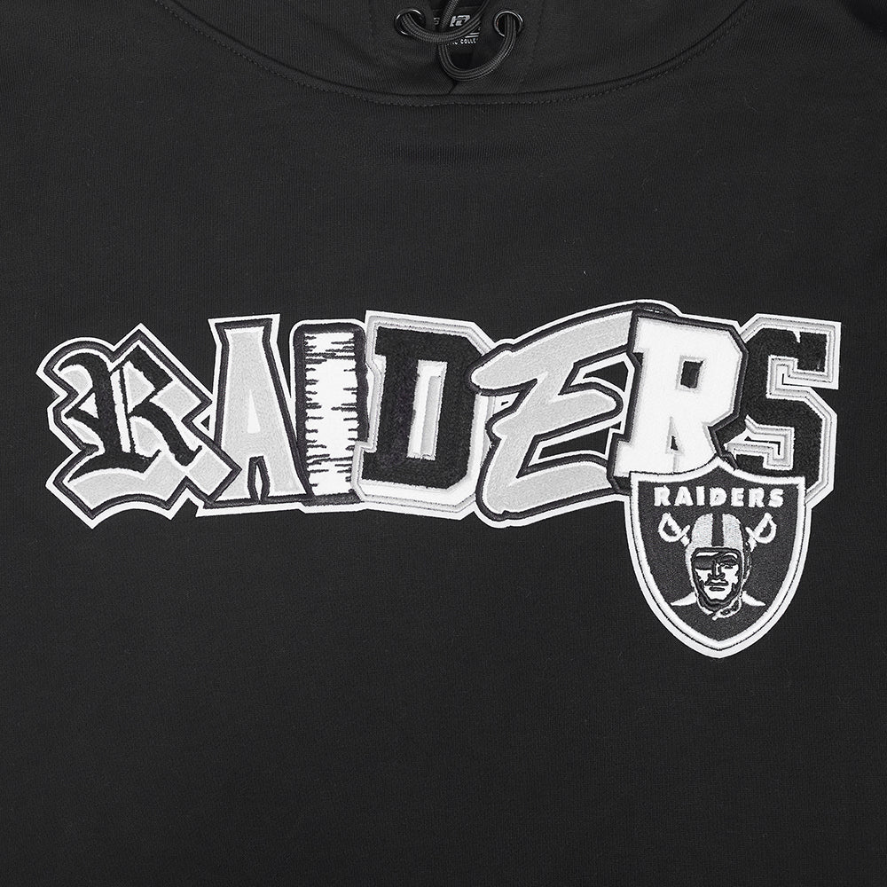 NFL LAS VEGAS RAIDERS CITY RANSOM MEN'S RIB FLEECE PULLOVER HOODIE (BLACK/GRAY)